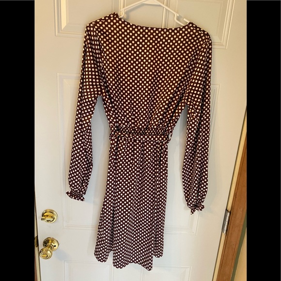 Silky Polka-Dot Dress, Brown & White Dot - Picture 3 of 7